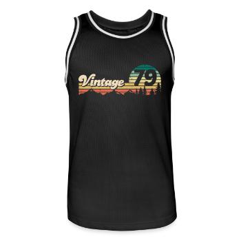 Vintage 1979 40e anniversaire cadeau rétro bday - Maillot de basket Homme - noir/blanc - Devant - AI Model Male 185 dark (185cm)
