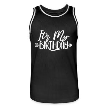 C’est mon anniversaire Cool Birthday Party Gift & Outfit - Maillot de basket Homme - noir/blanc - Devant - AI Model Male 185 dark (185cm)