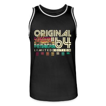 Mai 1964 Vintage Anniversaire Vintage Rétro - Maillot de basket Homme - noir/blanc - Devant - AI Model Male 185 dark (185cm)