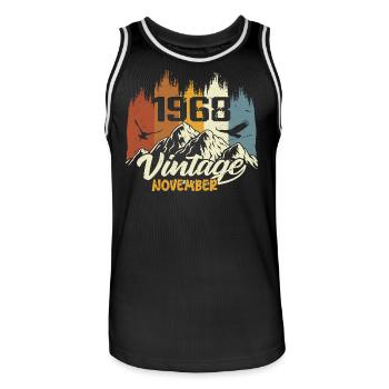57e anniversaire - Légendaire depuis novembre 1968 - Maillot de basket Homme - noir/blanc - Devant - AI Model Male 185 dark (185cm)