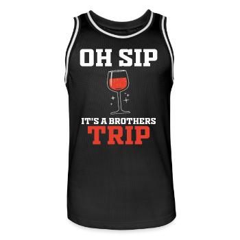 Geschwister Oh Sip Its A Brothers Trip - Men's Basketball Jersey - black/white - Front - AI Model Male 185 dark (185cm)