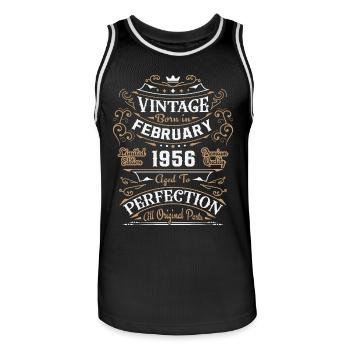 Vintage February 1956, retro birthday gift - Men's Basketball Jersey - black/white - Front - AI Model Male 185 dark (185cm)