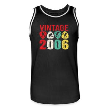 2006 Anniversaire Rock n Roll Vintage - Maillot de basket Homme - noir/blanc - Devant - AI Model Male 185 dark (185cm)