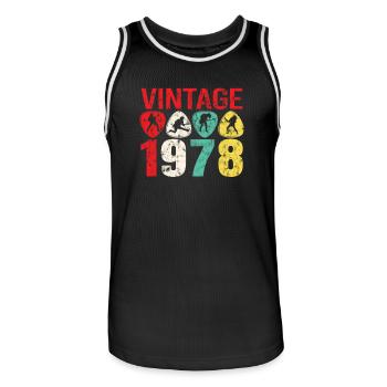 1978 Geburtstag Rock n Roll Vintage - Männer Basketball-Trikot - Schwarz/Weiß - Vorne - AI Model Male 185 dark (185cm)