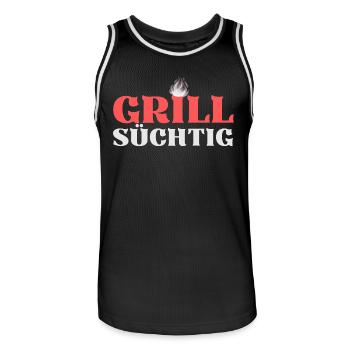 GRILLSÜCHTIG (2) - Männer Basketball-Trikot - Schwarz/Weiß - Vorne - AI Model Male 185 dark (185cm)