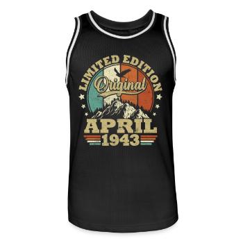 Cadeau D'anniversaire Nées En Avril 1943 - Maillot de basket Homme - noir/blanc - Devant - AI Model Male 185 dark (185cm)