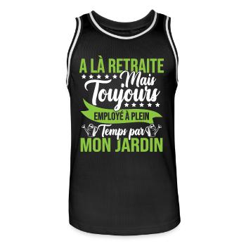 Retraité et Jardinier humour cadeau - Maillot de basket Homme - noir/blanc - Devant - AI Model Male 185 dark (185cm)