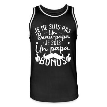 Je ne suis pas un beau papa je suis un papa bonus - Maillot de basket Homme - noir/blanc - Devant - AI Model Male 185 dark (185cm)