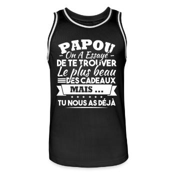 Papou Cadeau humour papa fête des pères - Maillot de basket Homme - noir/blanc - Devant - AI Model Male 185 dark (185cm)