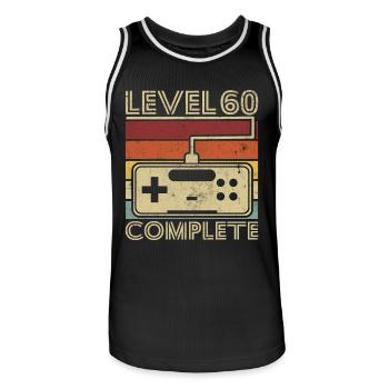 Level 60 Complete Gift 60 Years Birthday - Men's Basketball Jersey - black/white - Front - AI Model Male 185 dark (185cm)