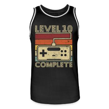 Level 10 Komplettes Geschenk 10 Jahre Geburtstag - Männer Basketball-Trikot - Schwarz/Weiß - Vorne - AI Model Male 185 dark (185cm)