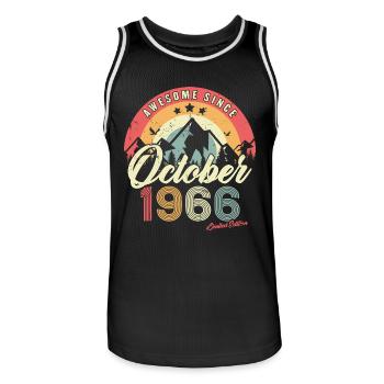 Cadeau D'anniversaire En Octobre 1966 Vintage - Maillot de basket Homme - noir/blanc - Devant - AI Model Male 185 dark (185cm)