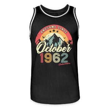Cadeau D'anniversaire En Octobre 1962 Vintage - Maillot de basket Homme - noir/blanc - Devant - AI Model Male 185 dark (185cm)