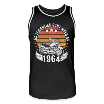 Les Légendes Sont Nées En 1964 - Maillot de basket Homme - noir/blanc - Devant - AI Model Male 185 dark (185cm)