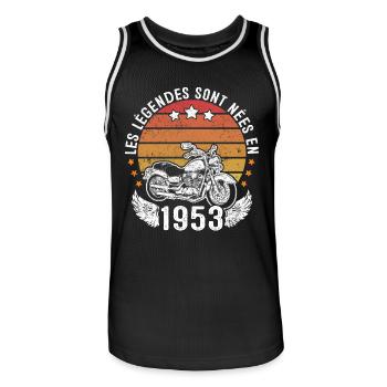 Les Légendes Sont Nées En 1953 - Maillot de basket Homme - noir/blanc - Devant - AI Model Male 185 dark (185cm)