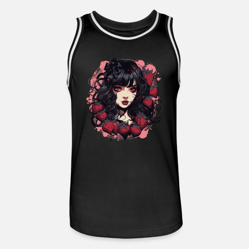 Emo Gothic Erdbeeren Mädchen - Männer Basketball-Trikot - Schwarz/Weiß