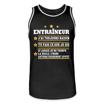 Entraîneur toujours raison Humour cadeau - Maillot de basket Homme - noir/blanc - Devant - AI Model Male 185 dark (185cm)