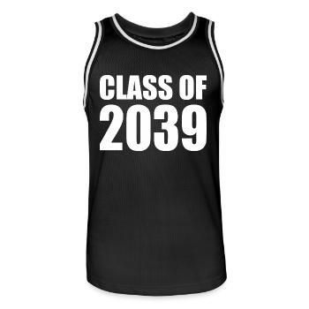 Class of 2039 - Men's Basketball Jersey - black/white - Front - AI Model Male 185 dark (185cm)