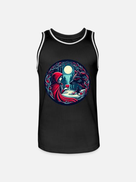Märchen Rotkäppchen Wolf Mystisch Liebe Tierschutz - Männer Basketball-Trikot - Schwarz/Weiß