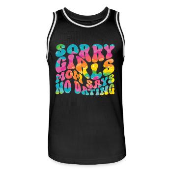 Sorry Girls Mom Sagt KeinDate Babyparty - Männer Basketball-Trikot - Schwarz/Weiß - Vorne - AI Model Male 185 dark (185cm)