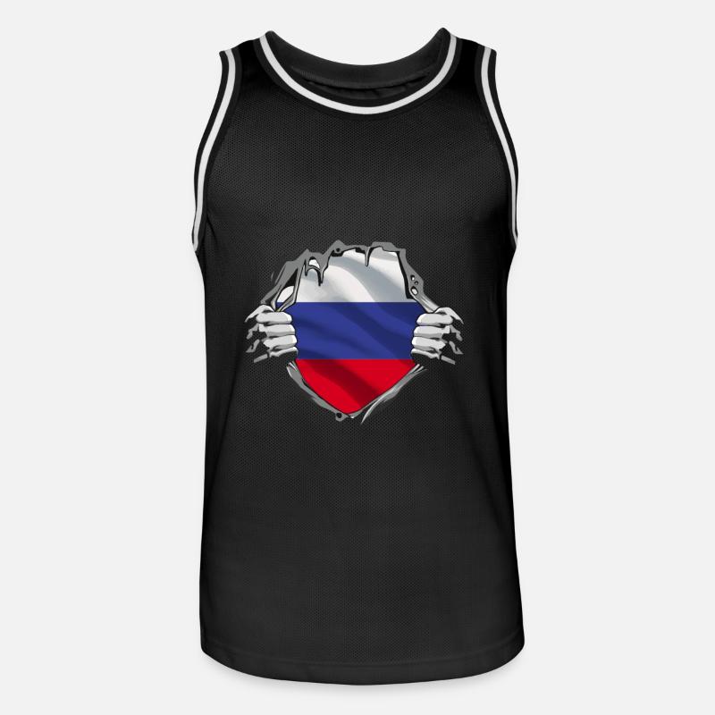 Dévoilement du drapeau russe - Maillot de basket Homme - noir/blanc