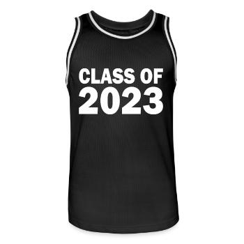 Class of 2023 - Men's Basketball Jersey - black/white - Front - AI Model Male 185 dark (185cm)