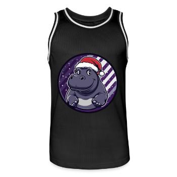 Nilpferd Weihnachten X-Mas - Männer Basketball-Trikot - Schwarz/Weiß - Vorne - AI Model Male 185 dark (185cm)