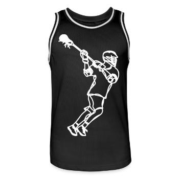 Dessin professionnel de crosse - Maillot de basket Homme - noir/blanc - Devant - AI Model Male 185 dark (185cm)