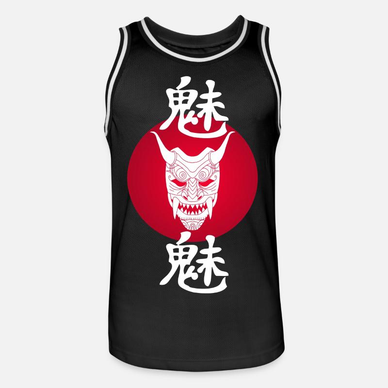 Demone bianco giapponese e sole rosso - Maglia da basket per uomo - nero/bianco