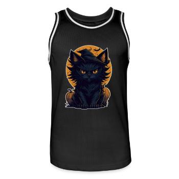 Katze Schwarze Katze Halloween - Männer Basketball-Trikot - Schwarz/Weiß - Vorne - AI Model Male 185 dark (185cm)