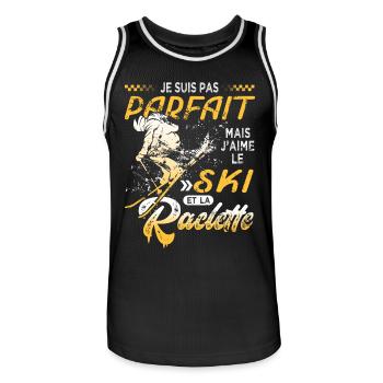Ski pas parfait j aime le ski et raclette - Maillot de basket Homme - noir/blanc - Devant - AI Model Male 185 dark (185cm)