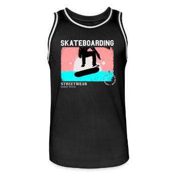 Skateboarding Skate Skater Skateboard Sk8 Vintage - Maillot de basket Homme - noir/blanc - Devant - AI Model Male 185 dark (185cm)