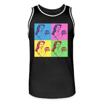 Backen Torte Backkönigin Backfee Bäckerin Pop Art - Männer Basketball-Trikot - Schwarz/Weiß - Vorne - AI Model Male 185 dark (185cm)