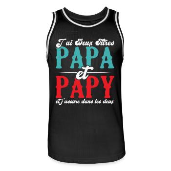 J'ai deux titres papa et papy - Maillot de basket Homme - noir/blanc - Devant - AI Model Male 185 dark (185cm)