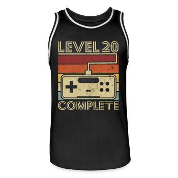Level 20 Complete Gift 20 Years Birthday - Men's Basketball Jersey - black/white - Front - AI Model Male 185 dark (185cm)