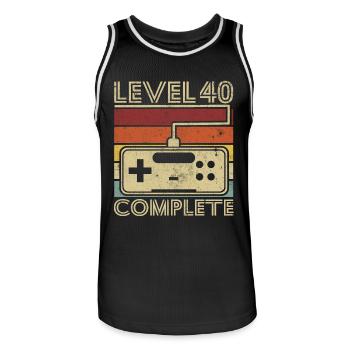 Level 40 complete Gift 40 years Birthday - Men's Basketball Jersey - black/white - Front - AI Model Male 185 dark (185cm)