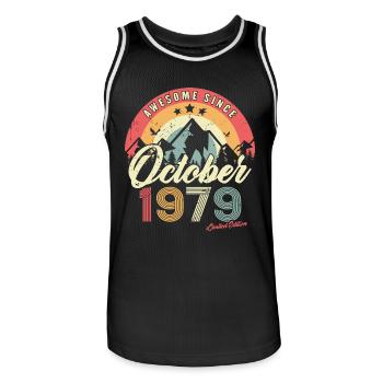 Cadeau D'anniversaire En Octobre 1979 Vintage - Maillot de basket Homme - noir/blanc - Devant - AI Model Male 185 dark (185cm)