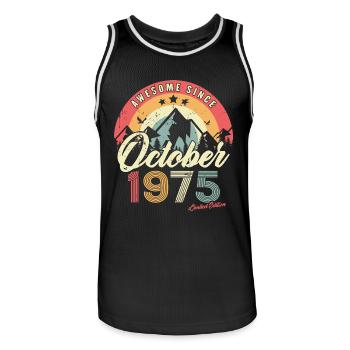 Cadeau D'anniversaire En Octobre 1975 Vintage - Maillot de basket Homme - noir/blanc - Devant - AI Model Male 185 dark (185cm)