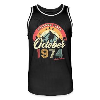 Cadeau D'anniversaire En Octobre 1974 Vintage - Maillot de basket Homme - noir/blanc - Devant - AI Model Male 185 dark (185cm)