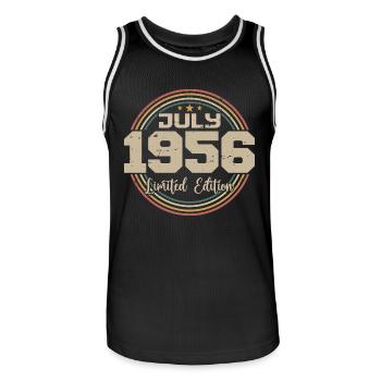 1956 Anniversaire Juillet 1956 Cadeau Juillet 1956 - Maillot de basket Homme - noir/blanc - Devant - AI Model Male 185 dark (185cm)