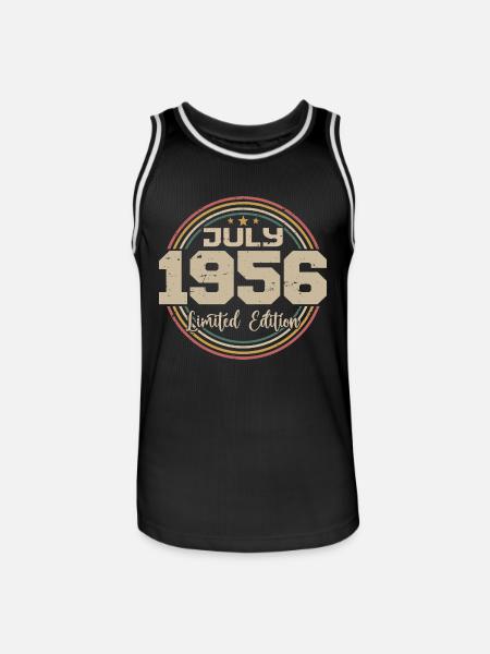 1956 Birthday July 1956 Gift July 1956 - Men's Basketball Jersey - black/white