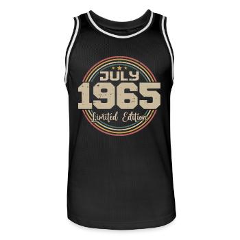 1965 Anniversaire Juillet 1965 Cadeau Juillet 1965 - Maillot de basket Homme - noir/blanc - Devant - AI Model Male 185 dark (185cm)