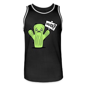 Kaktus Gesicht Traurig Hugs Schild Umarmung Trost - Männer Basketball-Trikot - Schwarz/Weiß - Vorne - AI Model Male 185 dark (185cm)