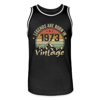 Cadeau Anniversaire 1973 Vintage 1973 Retro 1973 - Maillot de basket Homme - noir/blanc - Devant - AI Model Male 185 dark (185cm)