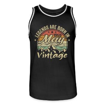 Mai 1959 Cadeau Anniversaire 1959 Vintage 1959 - Maillot de basket Homme - noir/blanc - Devant - AI Model Male 185 dark (185cm)