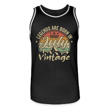 Vintage July 1982 Birthday July 1982 - Men's Basketball Jersey - black/white - Front - AI Model Male 185 dark (185cm)