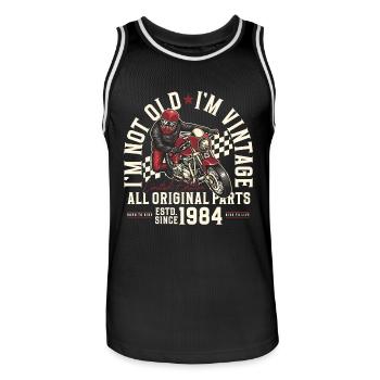 1984 Vintage Vintage moto cadeau d’anniversaire - Maillot de basket Homme - noir/blanc - Devant - AI Model Male 185 dark (185cm)