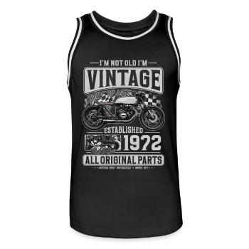 1972 Jahrgang Geburtstag Cafe Racer Motorrad - Männer Basketball-Trikot - Schwarz/Weiß - Vorne - AI Model Male 185 dark (185cm)