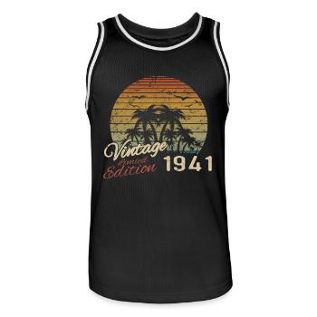 Vintage 1941 Birthday Gift 1941 Retro 1941 - Men's Basketball Jersey - black/white - Front - AI Model Male 185 dark (185cm)