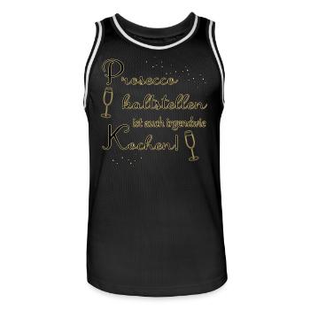 Prosecco kaltstellen ist auch irgendwie kochen *** - Männer Basketball-Trikot - Schwarz/Weiß - Vorne - AI Model Male 185 dark (185cm)